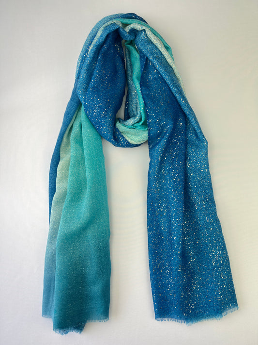 Foulard Motifs Dégradé à Paillettes Argentées