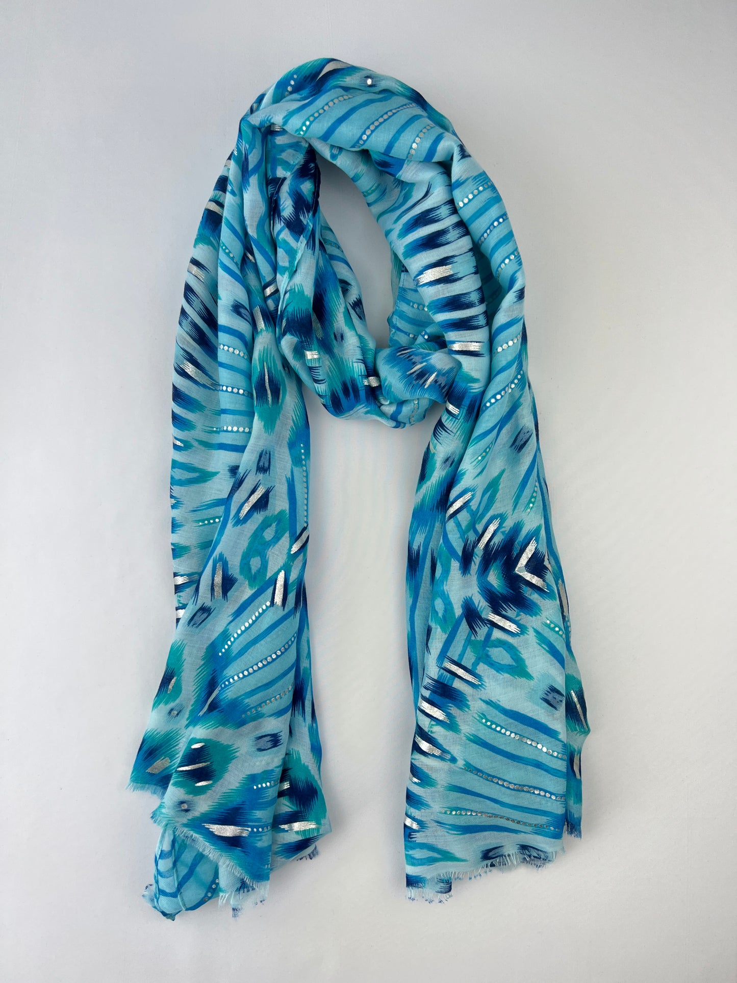 Foulard Léger Motif Coup De Pinceau Argenté 100% Polyester