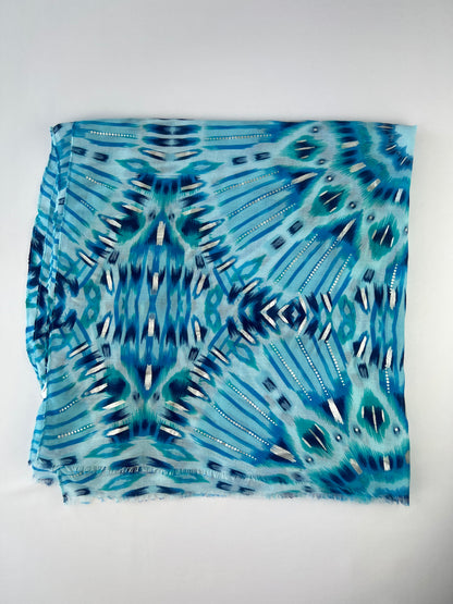 Foulard Léger Motif Coup De Pinceau Argenté 100% Polyester
