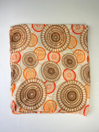 Foulard Motif Mandala Détails Argenté Taille 180x90