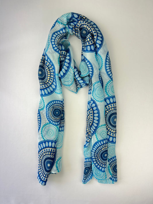 Foulard Motif Mandala Détails Argenté Taille 180x90