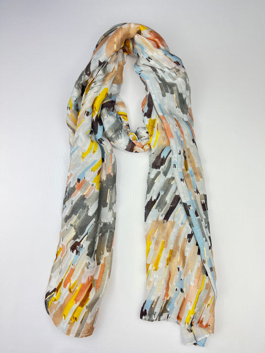 Foulard Motifs Coups De Pinceaux Multicolore Taille 180x90
