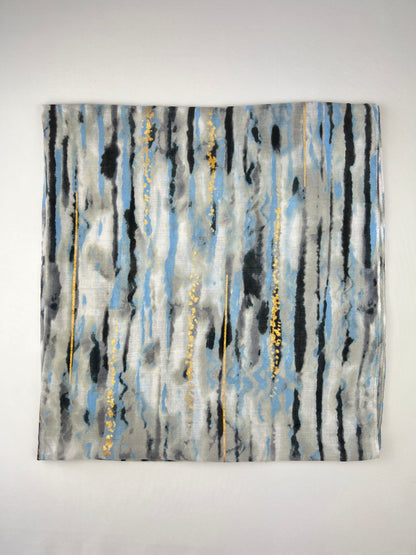 Foulard Motif Coups De Pinceaux Tâches Dorée Effet Effiloché