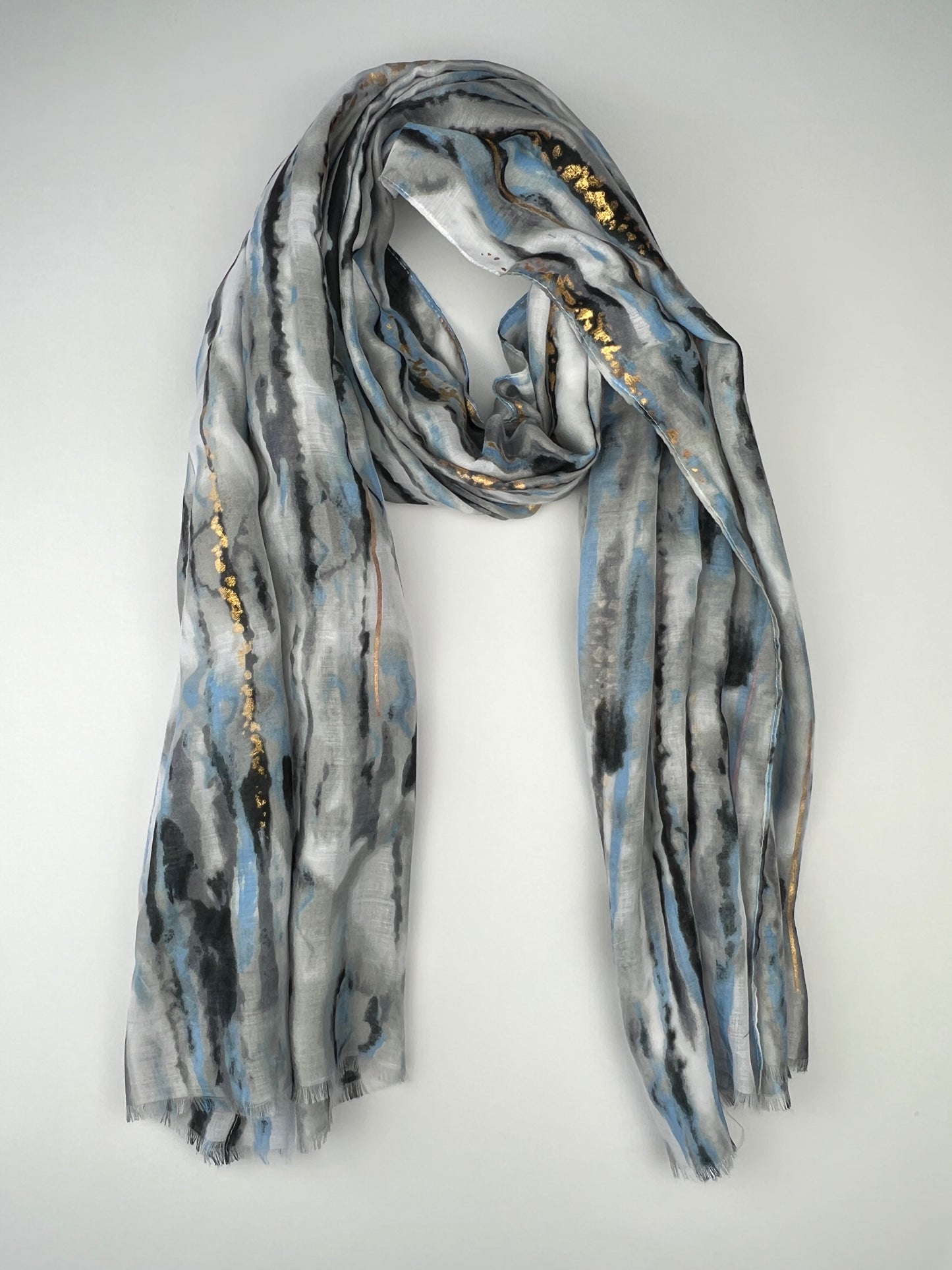 Foulard Motif Coups De Pinceaux Tâches Dorée Effet Effiloché