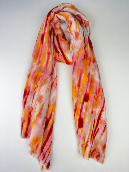 Foulard Motif Coups De Pinceaux Tâches Dorée Effet Effiloché