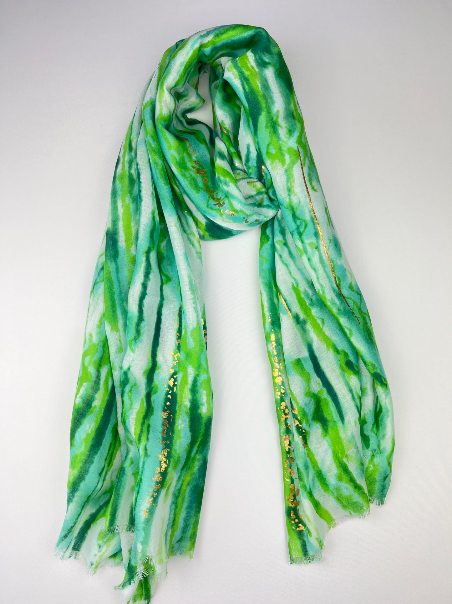 Foulard Motif Coups De Pinceaux Tâches Dorée Effet Effiloché