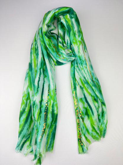 Foulard Motif Coups De Pinceaux Tâches Dorée Effet Effiloché