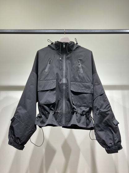 Veste Techwear Imperméable à Capuche Ajustable