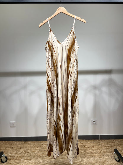 Robe Bretelles Fines Motif Coup De Pinceau 100% Viscose