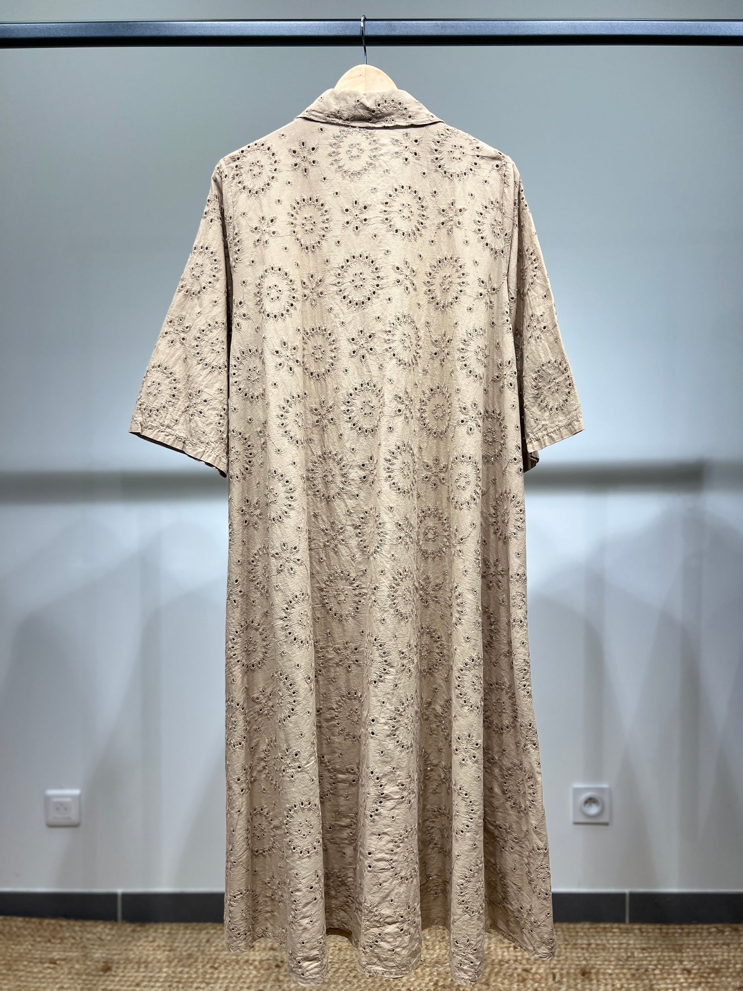 Robe Chemise Ajouré Broderie Anglaise Manche 3/4 100% Coton