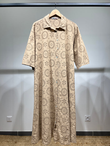 Robe Chemise Ajouré Broderie Anglaise Manche 3/4 100% Coton
