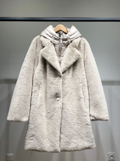 Manteau Fausse Fourrure Capuche Doudoune Amovible Taillé