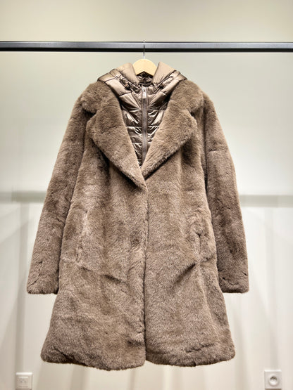 Manteau Fausse Fourrure Capuche Doudoune Amovible Taillé