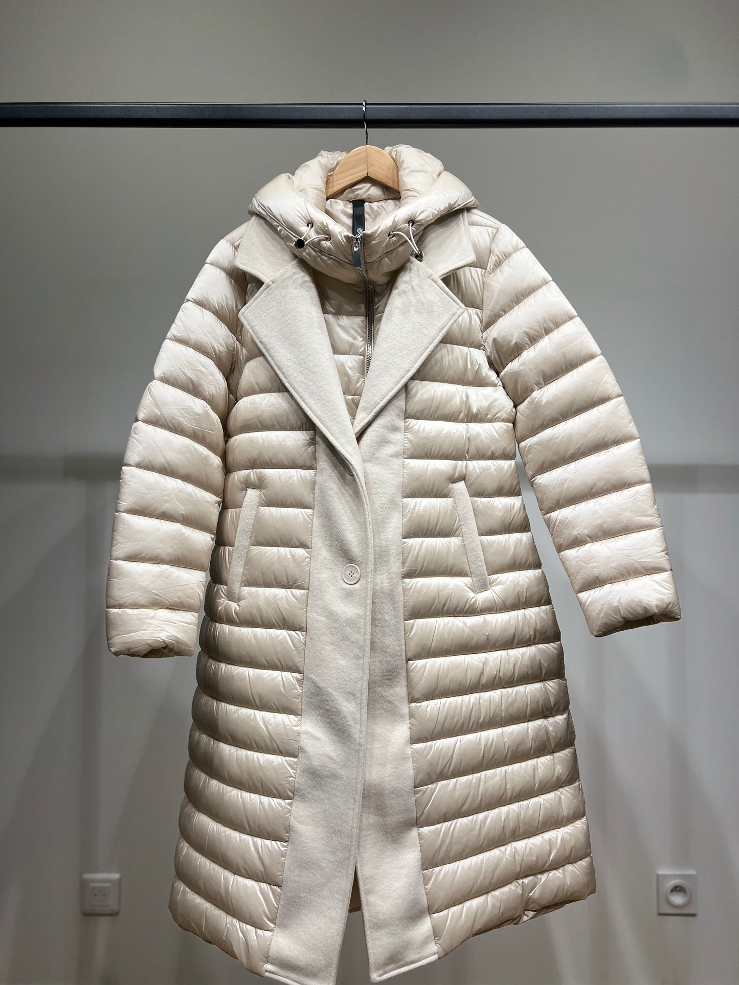 Doudoune Longue Col Tailleur à Capuche Taillé S-M-L-XL-XXL