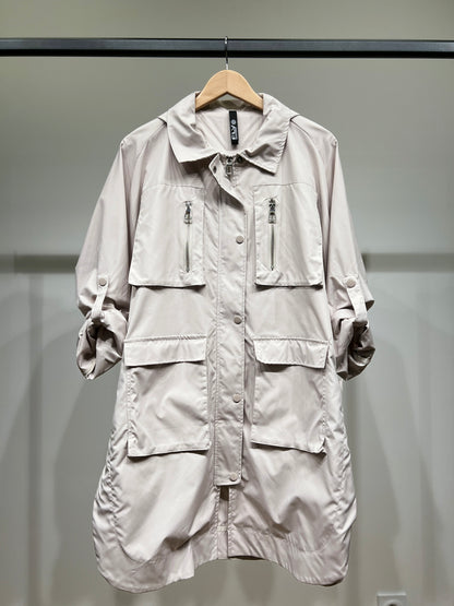 Imperméable Long à Capuche Poches Et Fente Boutonné
