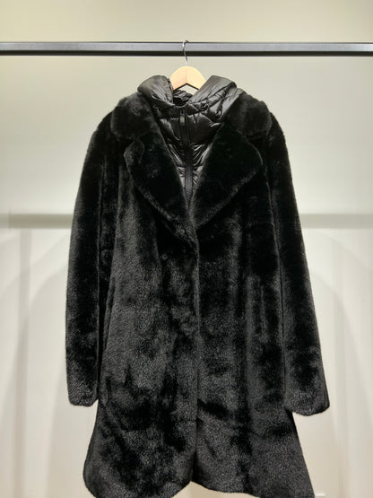 Manteau Fausse Fourrure Capuche Doudoune Amovible Taillé