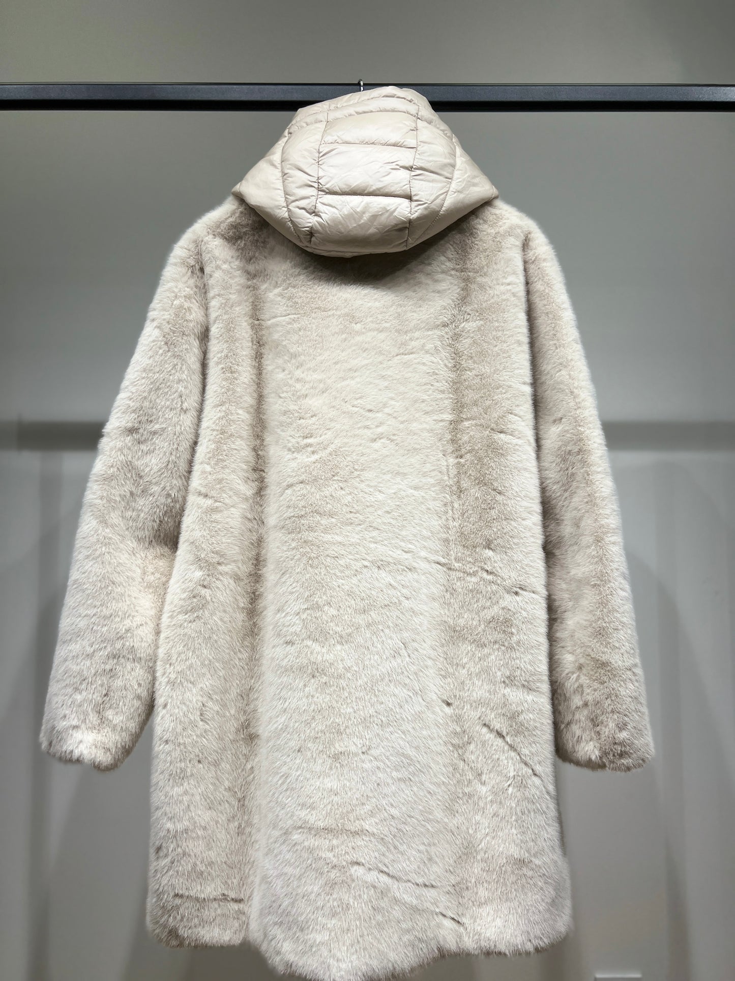Manteau Fausse Fourrure Capuche Doudoune Amovible Taillé