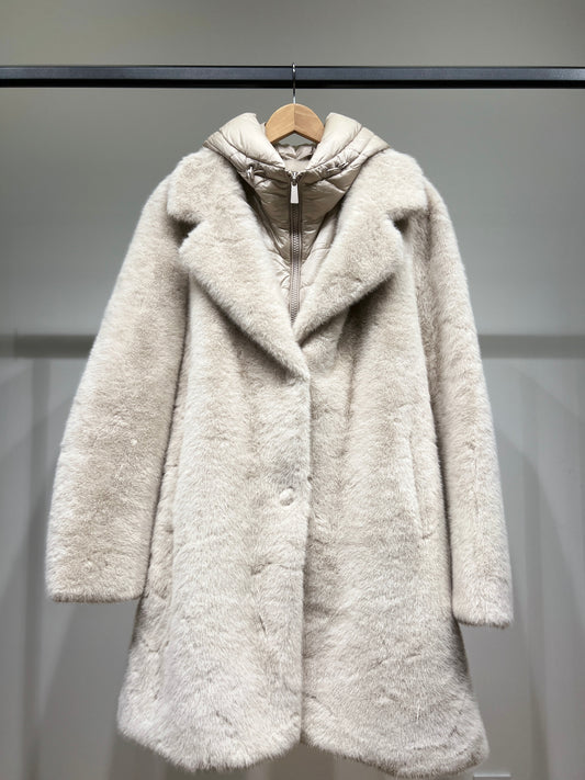 Manteau Fausse Fourrure Capuche Doudoune Amovible Taillé