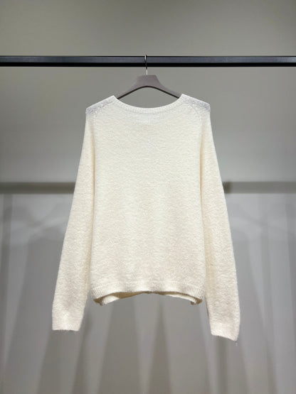 Pull Cardigan Maille Fine Pin Nœud 27% Alpaca