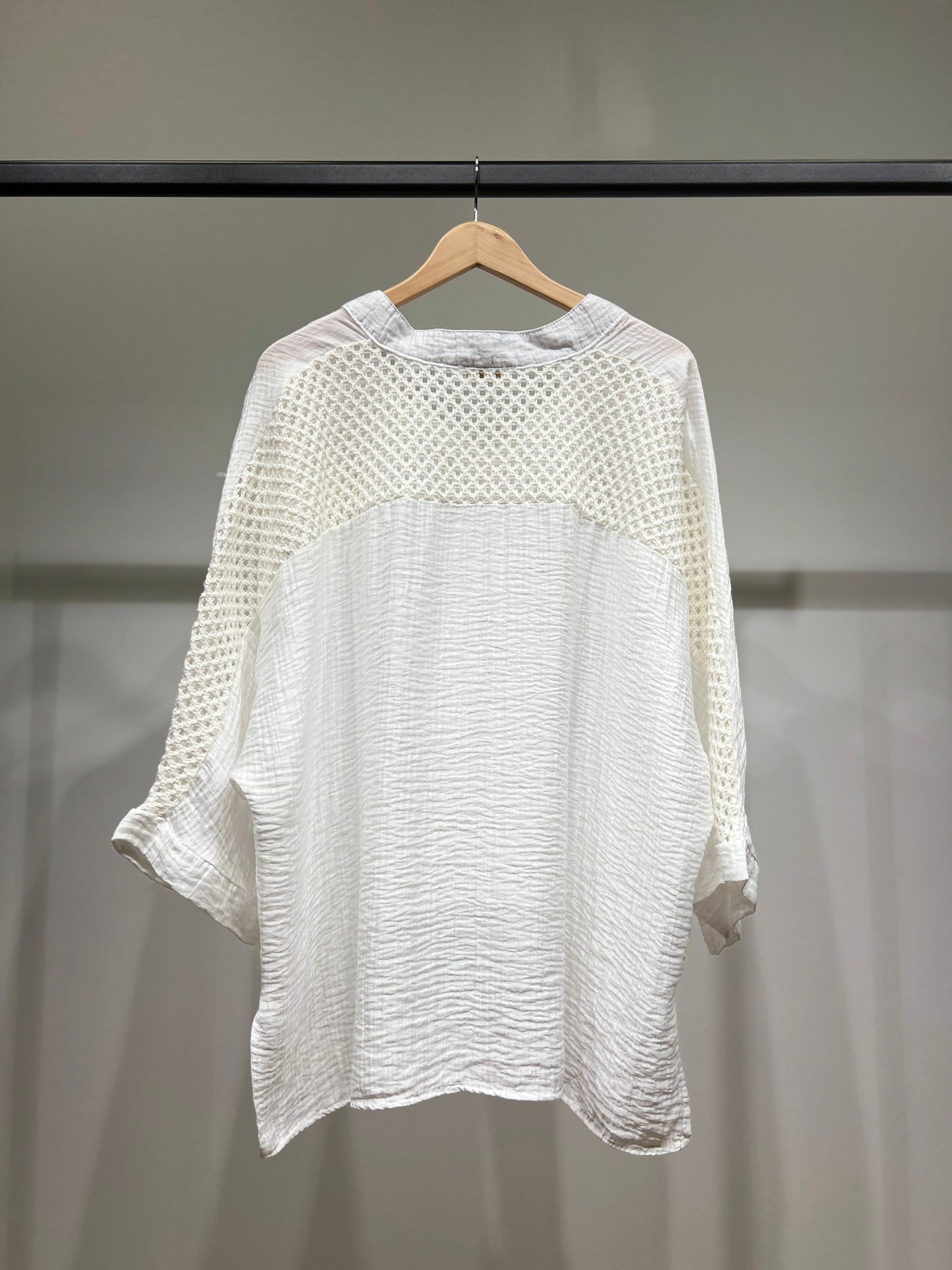 Chemisier Large Col V Maille Large Gaze De Coton 85% Tencel