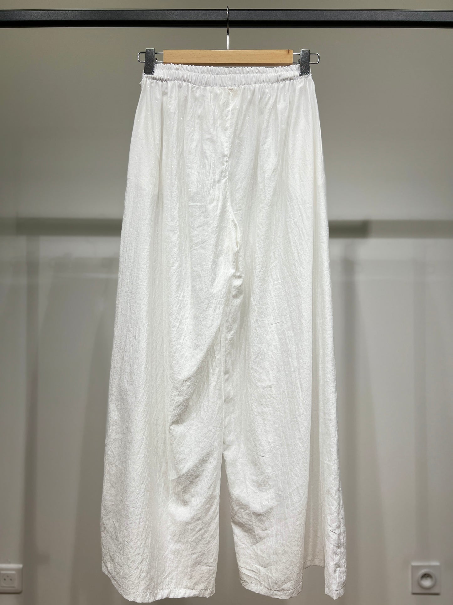 Pantalon Léger Large Lurex Et Taille Élastique 100% Viscose