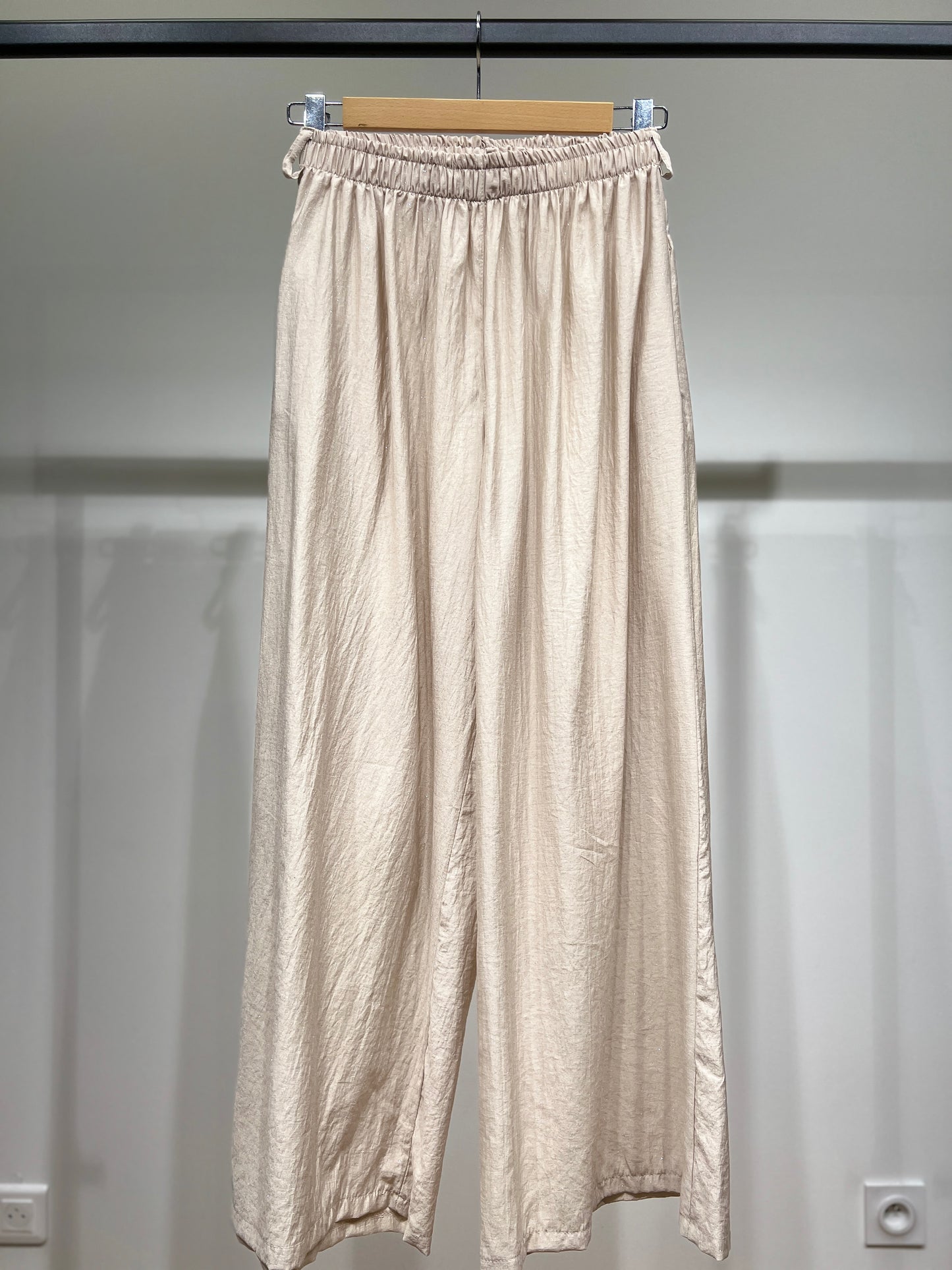 Pantalon Léger Large Lurex Et Taille Élastique 100% Viscose