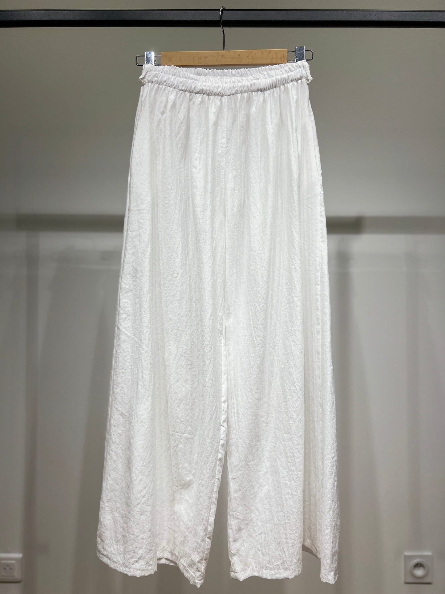 Pantalon Léger Large Lurex Et Taille Élastique 100% Viscose