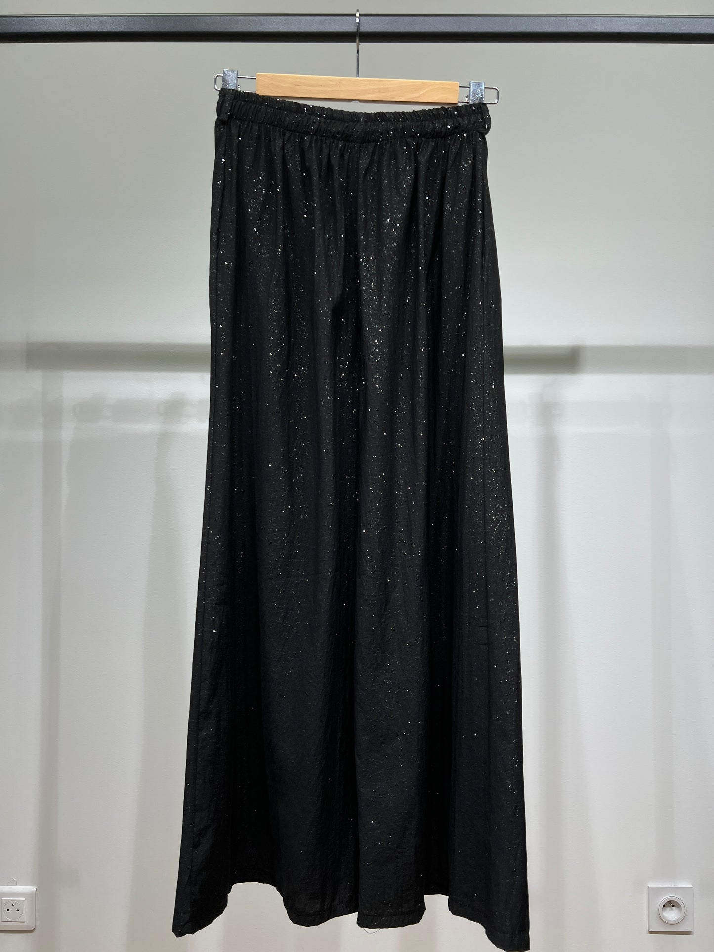 Pantalon Léger Large Lurex Et Taille Élastique 100% Viscose