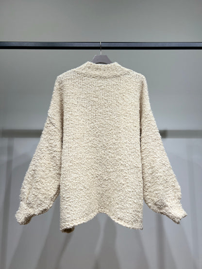 Pull Moumoute Large Manche Ballon Pins Fleurs