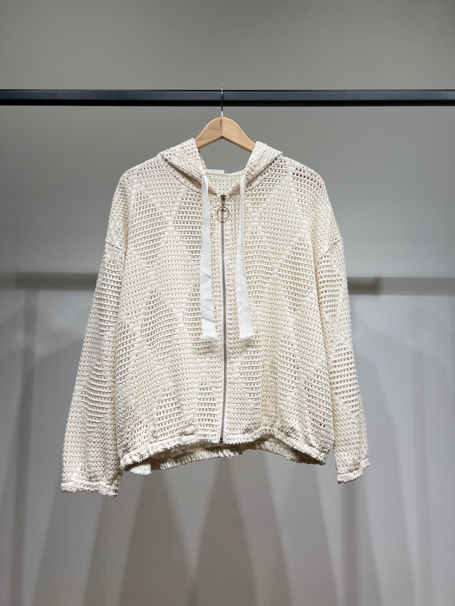 Sweat Capuche Maille Large Motif Losange à Lurex 90% Viscose