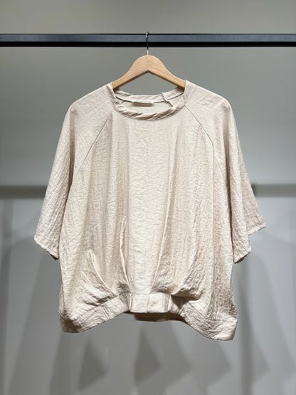 T-Shirt Large High-Low Manche Raglan 3/4 Plissé 100% Viscose