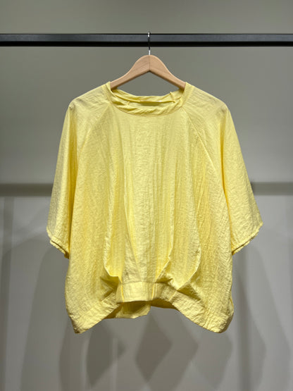 T-Shirt Large High-Low Manche Raglan 3/4 Plissé 100% Viscose