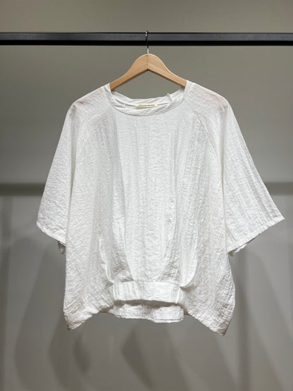 T-Shirt Large High-Low Manche Raglan 3/4 Plissé 100% Viscose