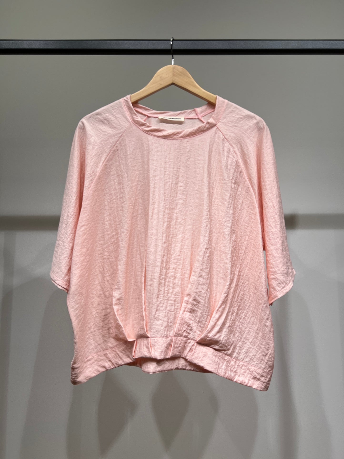 T-Shirt Large High-Low Manche Raglan 3/4 Plissé 100% Viscose