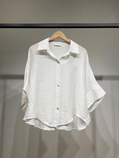 Chemisier Large Gaze De Coton Manche 3/4 85% Tencel
