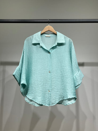 Chemisier Large Gaze De Coton Manche 3/4 85% Tencel