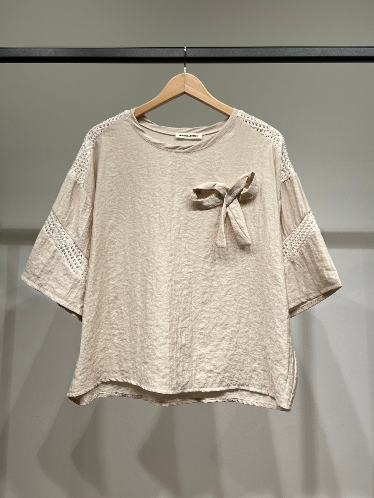 T-Shirt Large Manche 3/4 à Maille Fil Argenté 100% Viscose