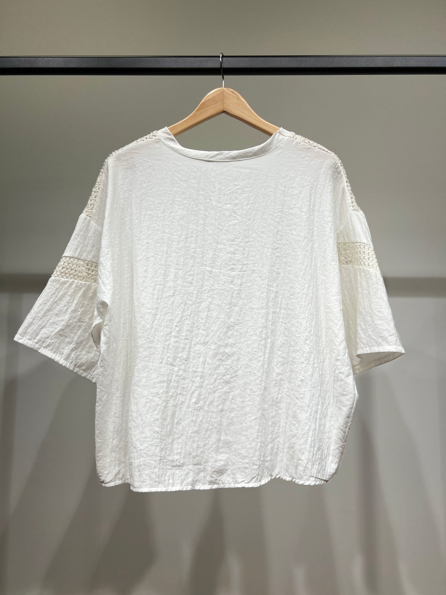 T-Shirt Large Manche 3/4 à Maille Fil Argenté 100% Viscose
