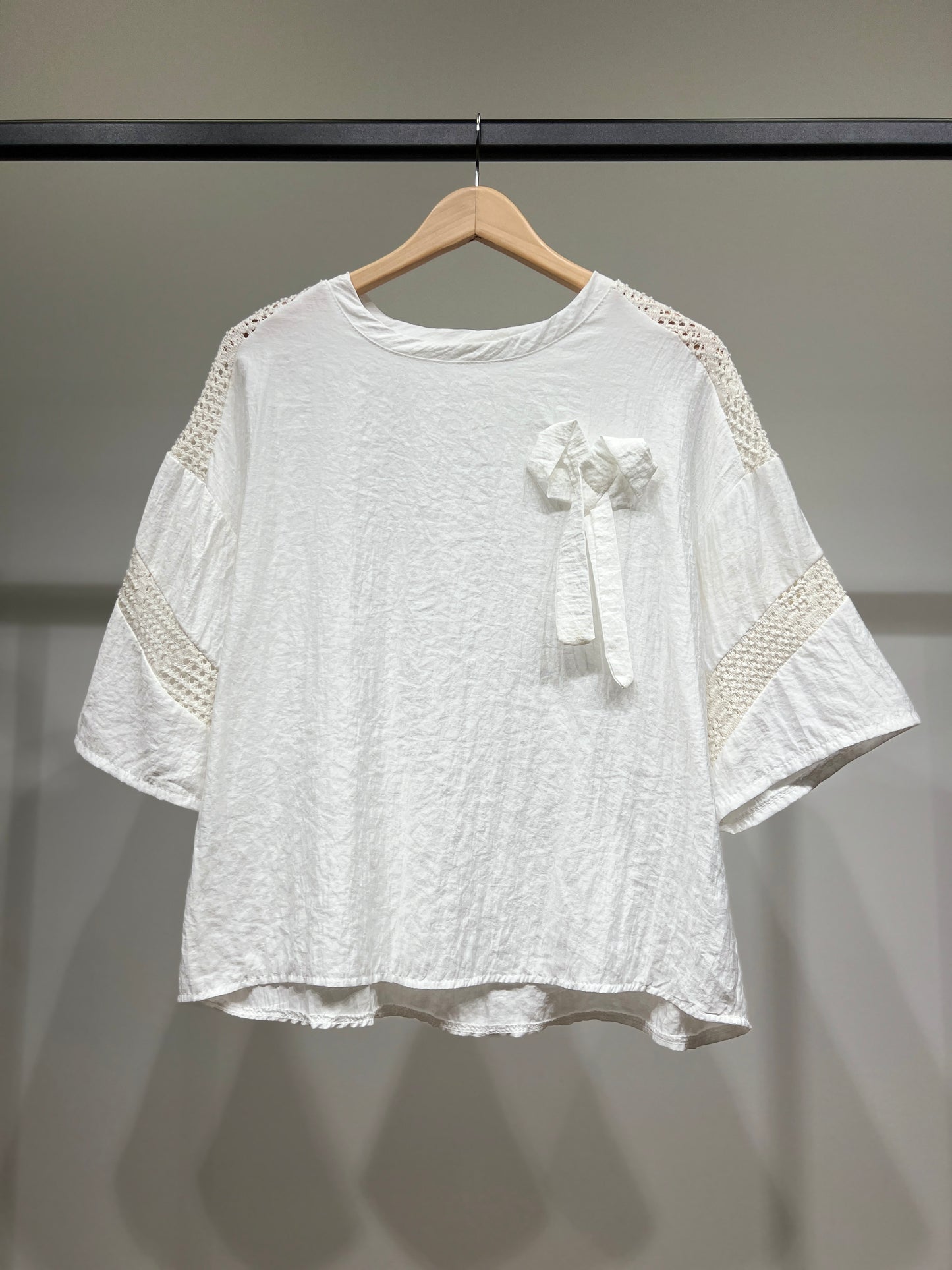 T-Shirt Large Manche 3/4 à Maille Fil Argenté 100% Viscose