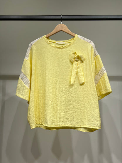 T-Shirt Large Manche 3/4 à Maille Fil Argenté 100% Viscose