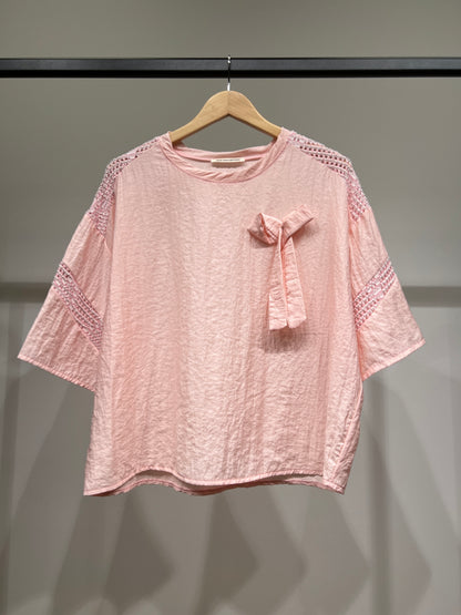 T-Shirt Large Manche 3/4 à Maille Fil Argenté 100% Viscose