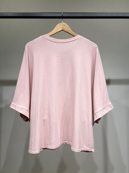 T-Shirt Manche 3/4 Large Broderie Maille Ajourée 100% Coton