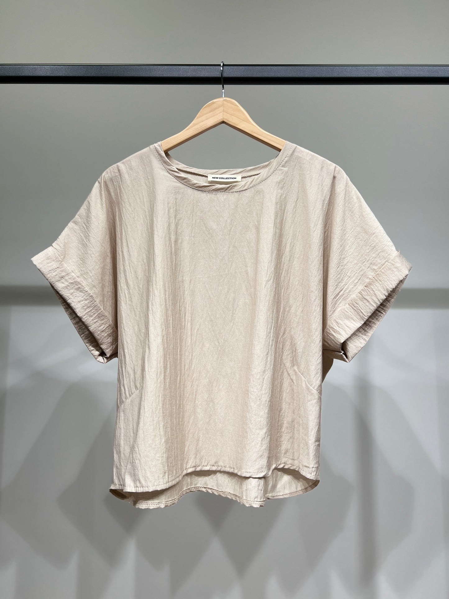 T-Shirt Large Manche Courte À Paillettes 100% Viscose