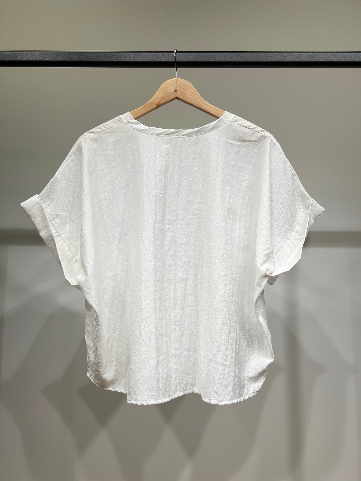T-Shirt Large Manche Courte À Paillettes 100% Viscose