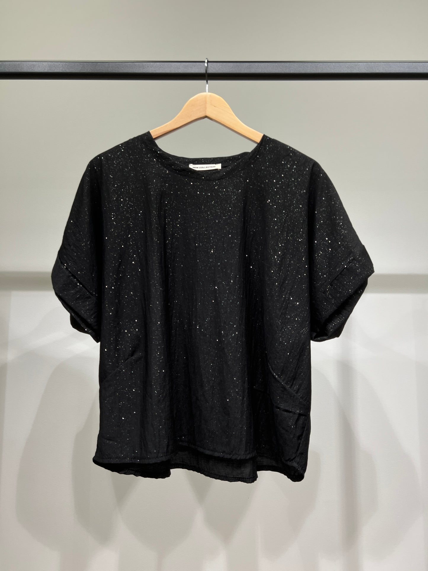 T-Shirt Large Manche Courte À Paillettes 100% Viscose