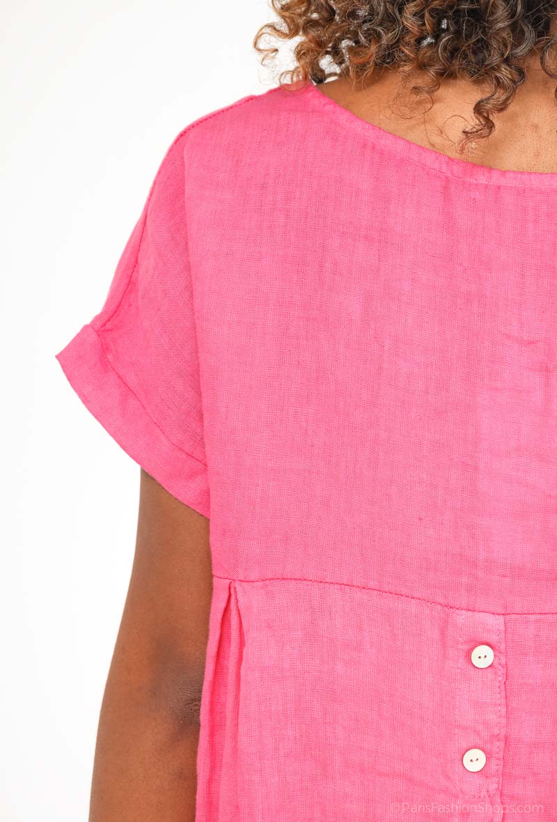 T-Shirt Ouverture Dorsale Boutonnée 100% Lin