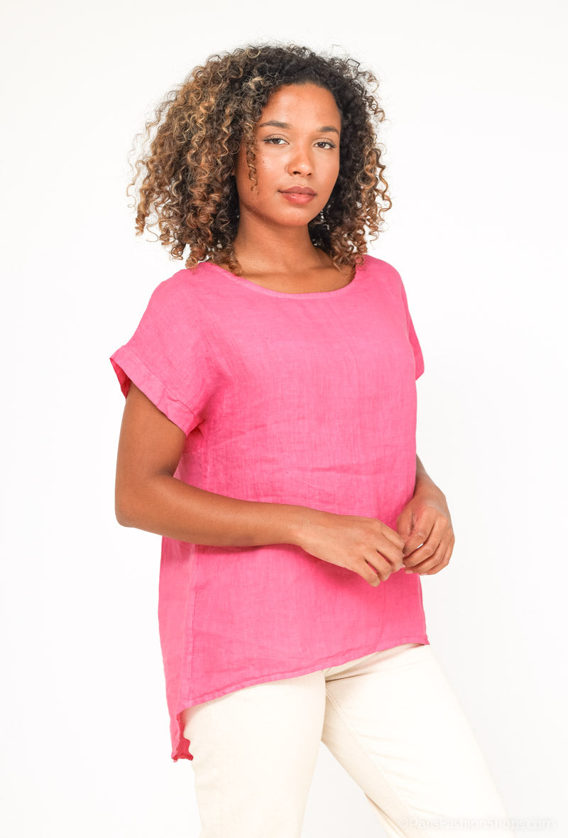 T-Shirt Ouverture Dorsale Boutonnée 100% Lin