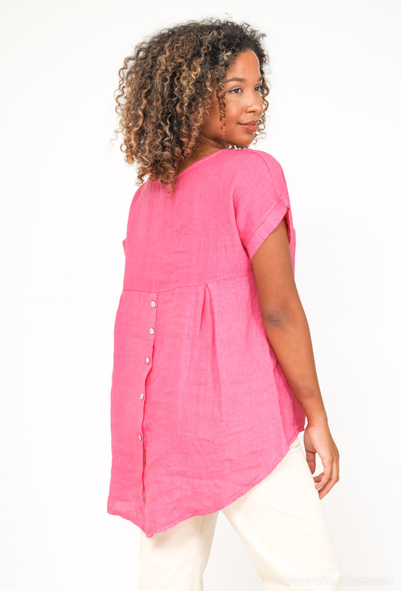 T-Shirt Ouverture Dorsale Boutonnée 100% Lin