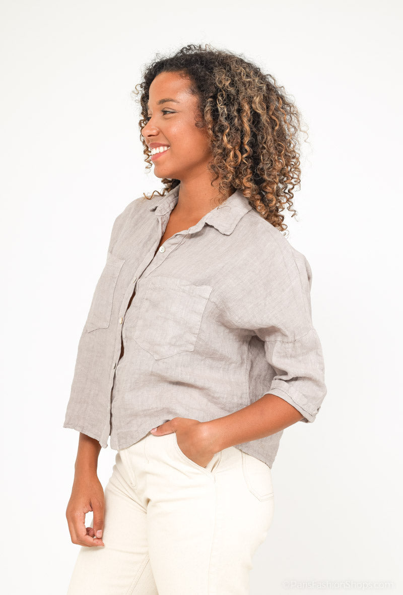 Chemise Coupe Droite Simple 100% Lin