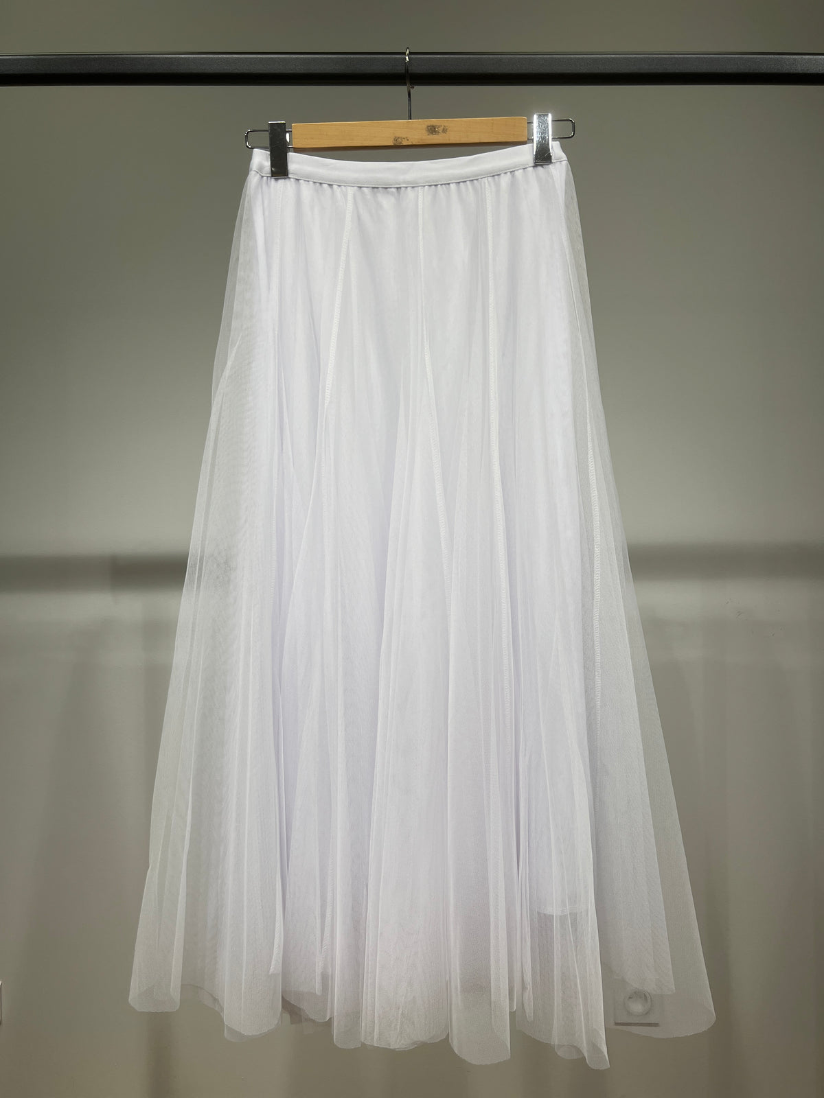 Jupe Longue Tulle Blanc à Doublure Taille Haute